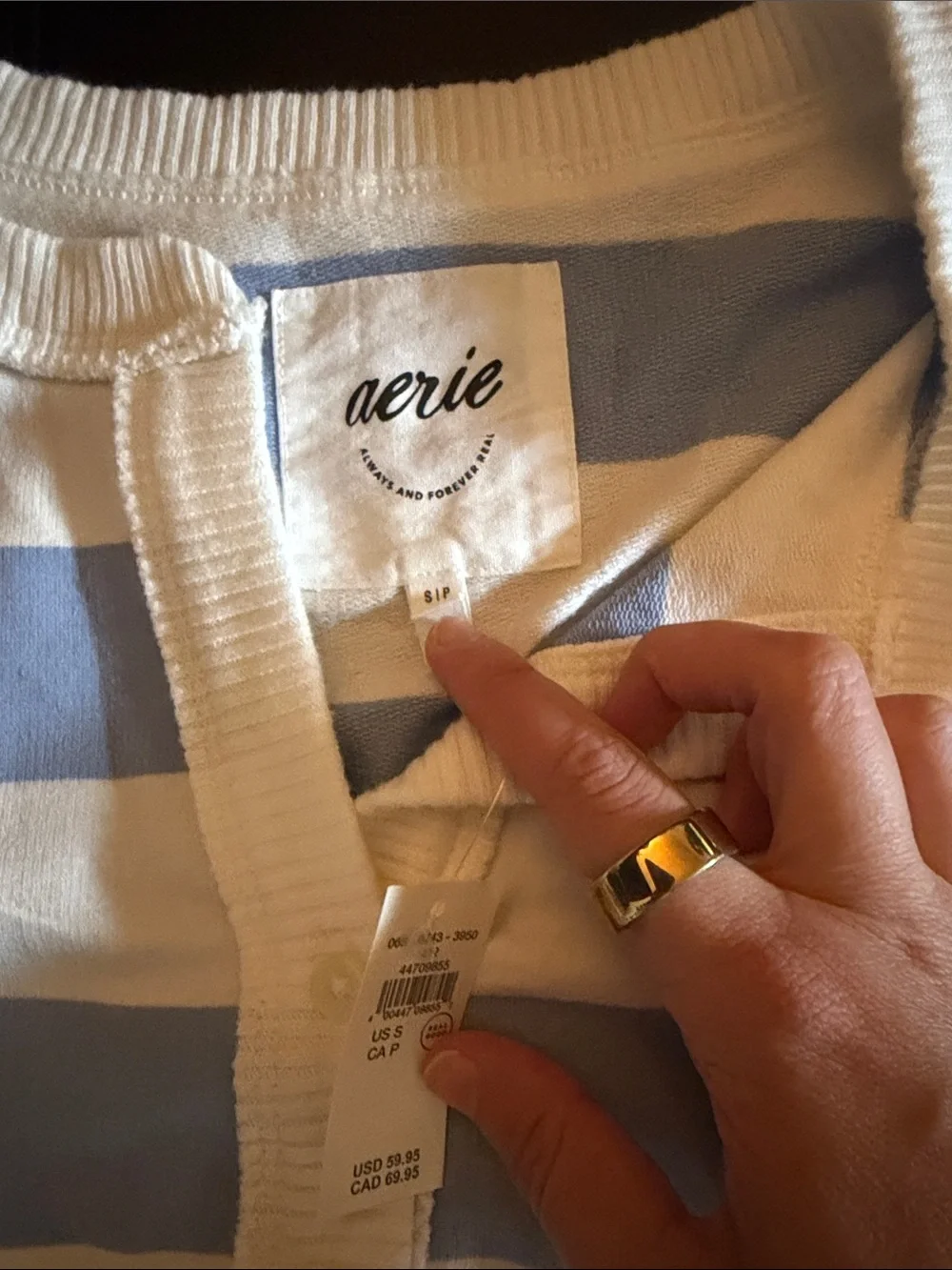 NWT Aerie Striped Poolside Terry Henley Sweatshirt & Shorts Lounge Set - Picture 4 of 9